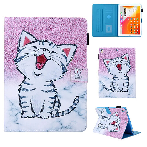 Etui en PU avec porte-carte chat mignon pour votre Apple iPad 10.2 (2019)/Air 10.5 pouces (2019)/Pro 10.5 pouces (2017)