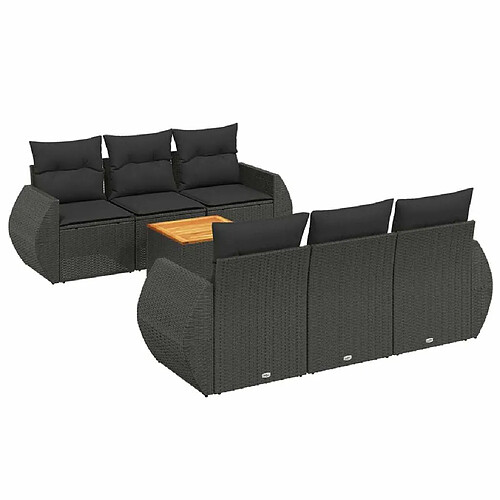 Maison Chic Ensemble Tables et chaises d'extérieur 7pcs avec coussins,Salon de jardin noir résine tressée -GKD144470