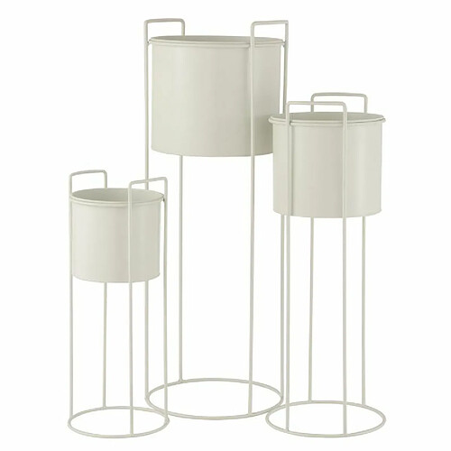 Paris Prix Lot de 3 Cache-Pots sur Pied Métal 80cm Blanc