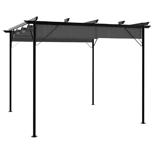 vidaXL Pergola avec toit rétractable anthracite 3x3 m acier 180 g/m²