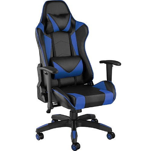 Helloshop26 Fauteuil de bureau chaise siège sport gamer noir/bleu 08_0000370