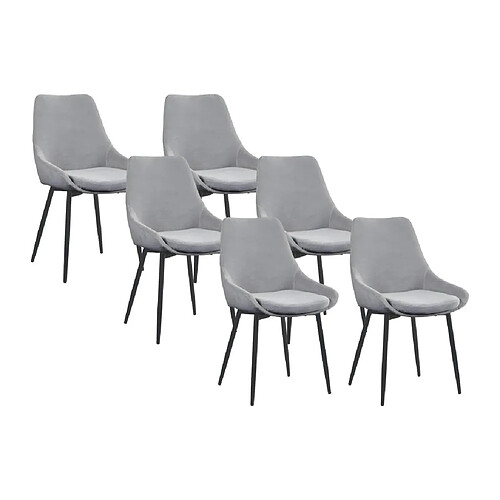 Vente-Unique Lot de 6 chaises en tissu et métal noir - Gris - MASURIE