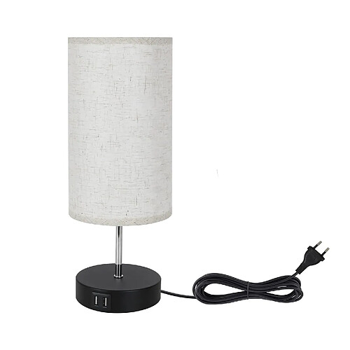 NETTLIFE Lampe de Chevet Tactile Dimmable Lampe de Table Salon - Fonction de Charge Lampe de Chevet Noir Lampe de Table Vintage Rechargeable USB Veilleuse Moderne E27 Lampe de Lit en Tissu