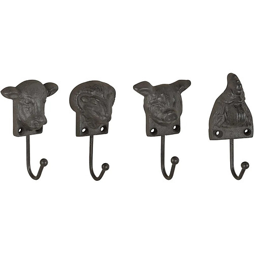 Esschert Design Patère animaux de la ferme en fonte (Lot de 4)