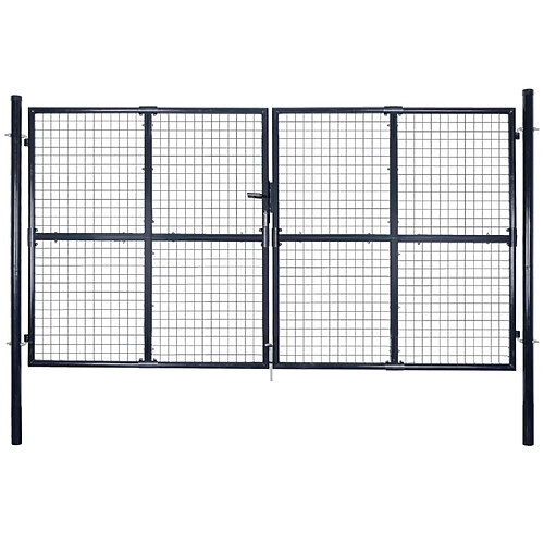 vidaXL Portail en maille de jardin Acier galvanisé 289x175 cm Gris