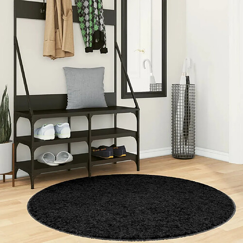 vidaXL Tapis OVIEDO à poils courts noir Ø 120 cm