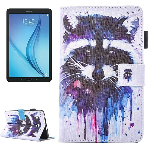 Wewoo Housse Étui pour Samsung Galaxy Tab E 8.0 / T377 belle bande dessinée motif raton laveur Horizontal Flip en cuir avec support et Slots de cartes Pen Slot