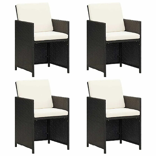 Maison Chic Lot de 4 Chaises à manger de jardin avec coussins | chaises Relax d'extérieur noir poly rotin -GKD85636