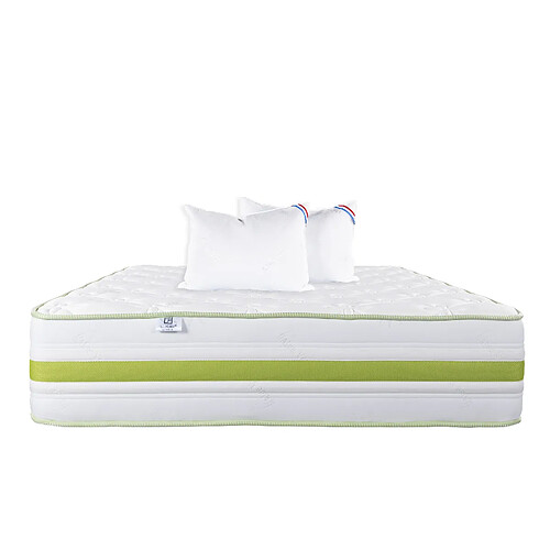 LUXURY LITERIE Matelas 140x200 cm, Rêverie, 30 cm, mémoire de forme, ferme, face été/hiver + 2 oreillers