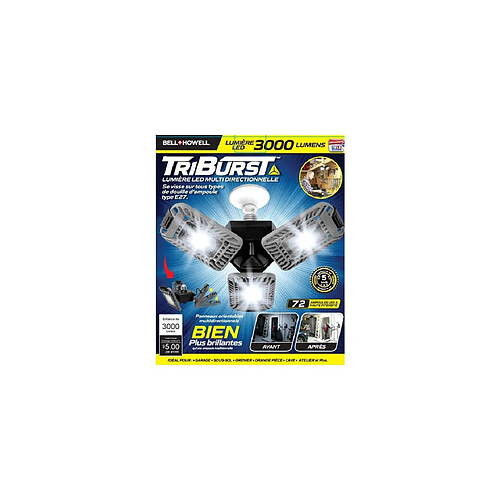 Venteo - Panneau orientable multidirectionnel - TELESHOPPING - TRIBURST SUPER LEDS™ - 72 ampoules LED - Noir et Gris – Adulte