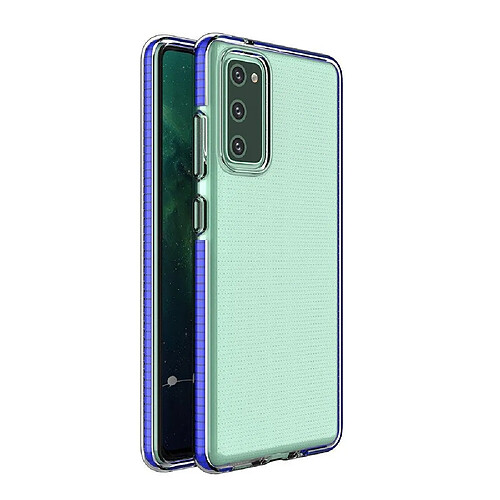 Ozzzo housse de protection en gel tpu transparent spring coque avec cadre colore pour samsung galaxy a72 4g bleu fonce