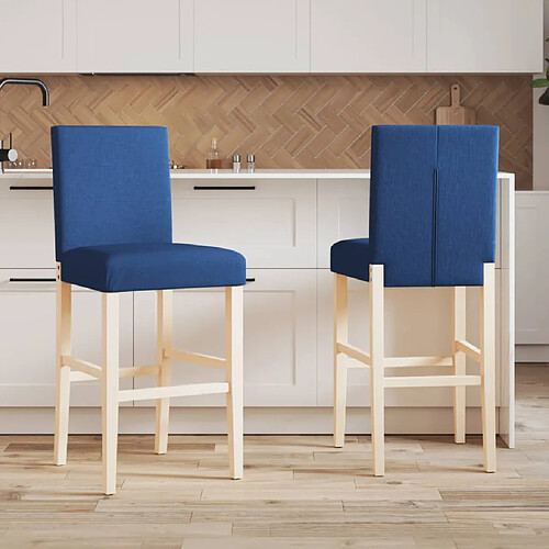 vidaXL Chaises de bar lot de 2 bois massif d'hévéa et tissu