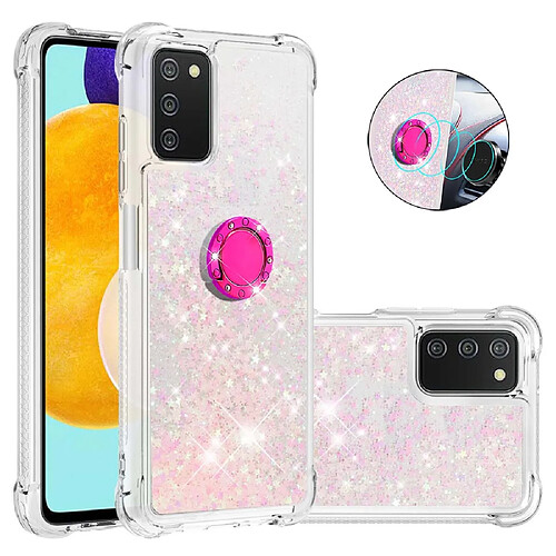 Coque en TPU antichoc avec support en anneau étoiles roses argentées pour votre Samsung Galaxy A03s (164.2 x 75.9 x 9.1mm)