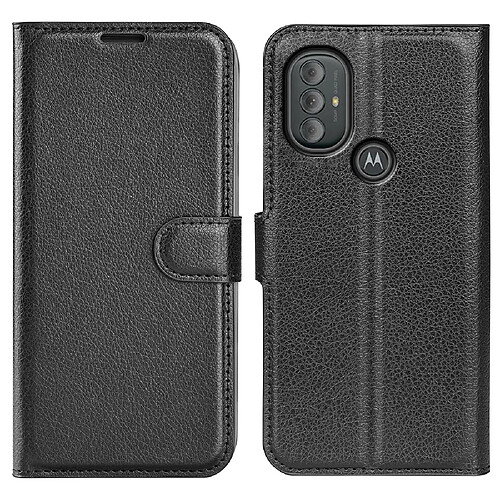 Etui en PU texture litchi noir pour votre Motorola Moto G Power (2022)