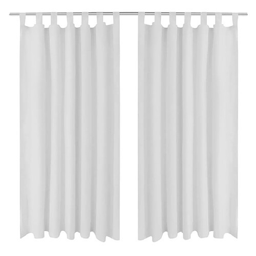 vidaXL 2 pcs Rideau à Passant Micro Satin Blanc 140 x 245 cm