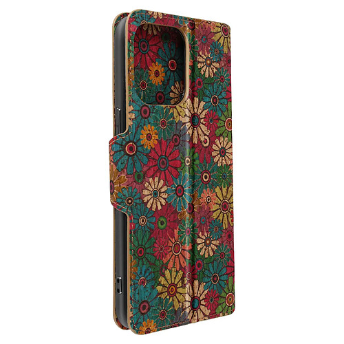 Avizar Étui Liège pour iPhone 15 Pro Max Clapet Portefeuille Support Printemps floral