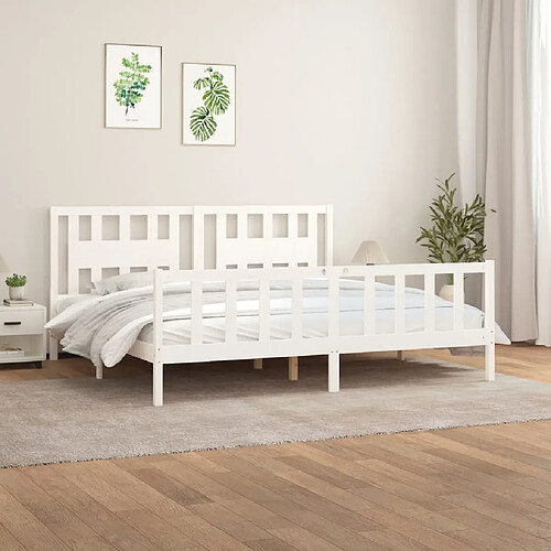 Maison Chic Lit adulte - Cadre de lit et tête de lit,Structure du lit Contemporain pour chambre blanc bois de pin massif 200x200 cm -MN55648