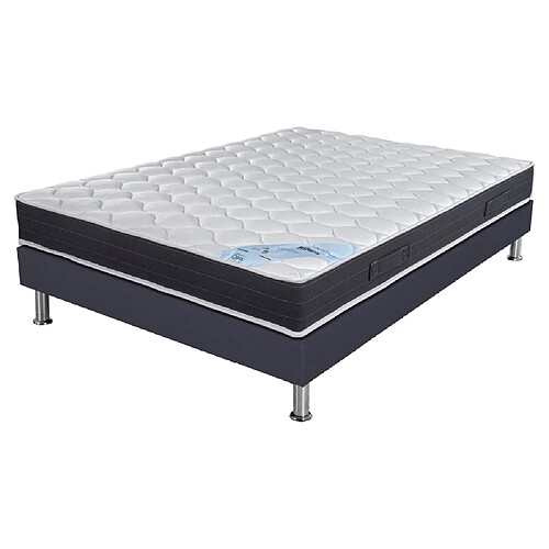 Ebac Matelas ressort + Sommier SR15 Volcan 140x190 Rubis - H. 21 cm - Soutien très ferme