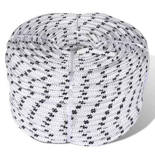 vidaXL Corde de bateau tressée Polyester 8 mm 250 m Blanc