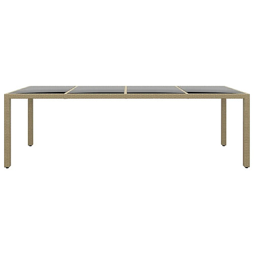 Maison Chic Table de jardin | Table d'extérieur avec dessus en verre beige résine tressée -GKD26948