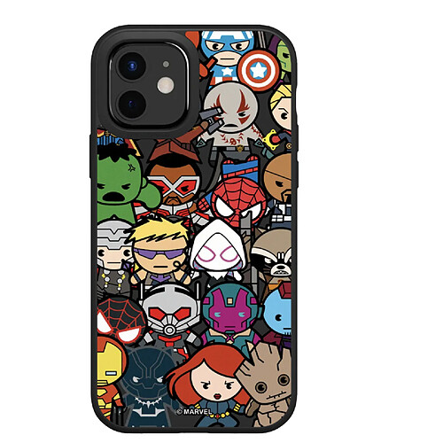 RhinoShield Coque Compatible avec [iPhone 13] SolidSuit - Coque Fine Licence Officielle Marvel avec Technologie Absorption des Chocs - Noir - Chibi Avengers