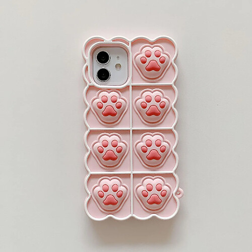 Universal Push bulle mignonne casse en silicone en forme de patte rose pour iPhone XR