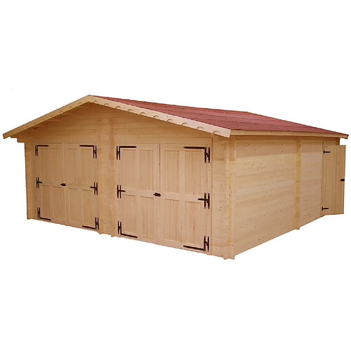 Garage double 42.16 m2 bois naturel - vn6262 - HABRITA