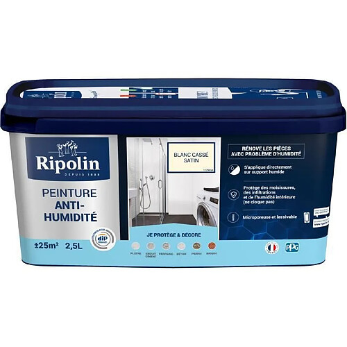 Peinture d' étanchéité anti-humidité satin blanc cassé 2,5L Ripolin