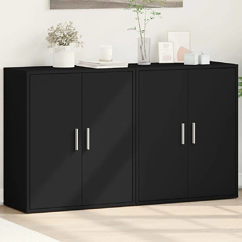 vidaXL Buffets 2 pcs noir 60x31x70 cm bois d'ingénierie