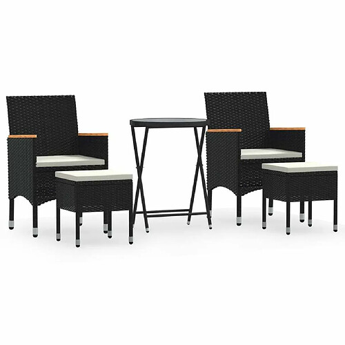 Maison Chic Table de bistro et chaises d'extérieur 5 pcs,Ensemble de bistro de jardin pour relax poly rotin et verre trempé -GKD289223