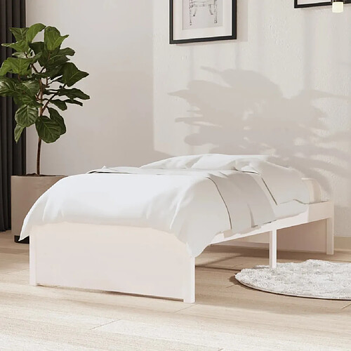 vidaXL Cadre de lit sans matelas blanc bois massif 75x190 cm