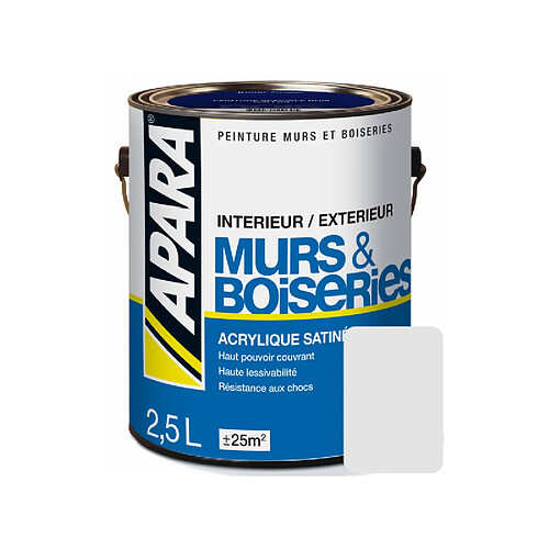 Apara Peinture intérieure couleur, acrylique satinée-2.5 litres-Gris