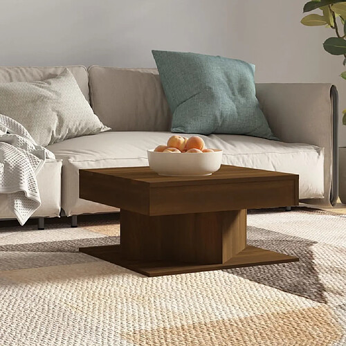 vidaXL Table basse Chêne marron 57x57x30 cm Bois d'ingénierie