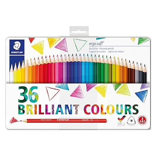 Boîte métal 36 crayons Staedtler Ergosoft couleurs assorties