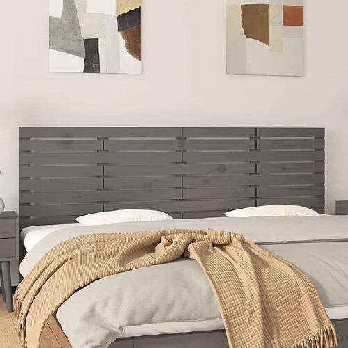 Maison Chic Tête de lit scandinave,Meuble de chambre murale Gris 206x3x63 cm Bois massif de pin -MN14916