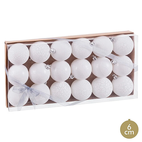 BigBuy Home Boules de Noël Blanc Plastique Ø 6 cm (18 Unités)