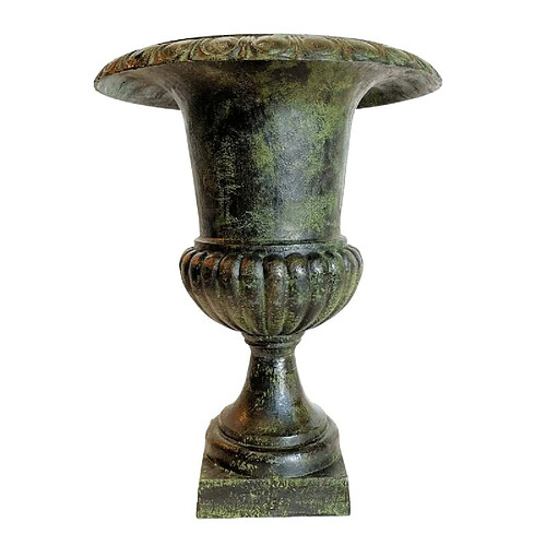 L'Héritier Du Temps Grand Vase XXXL Vasque Jardinière en Fonte Vert Anglais Style Médicis Pot de Fleur 65x65x96cm