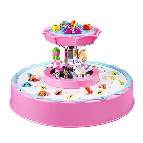 Jeu de pêche électrique Jeu de Jouets Double Couche Conseil Rotatif Enfants Jouet Rose