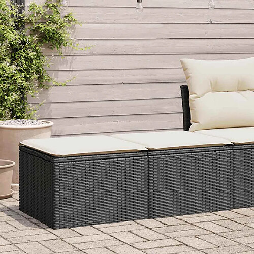 vidaXL Salon de jardin avec coussins 2 pcs noir résine tressée acacia