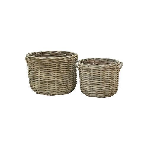 Aubry Gaspard Cache-pots en poelet fendu sable (lot de 2).