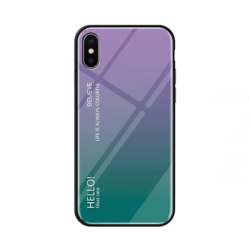 Wewoo Coque Housse en verre dégradé pour iPhone X Violet