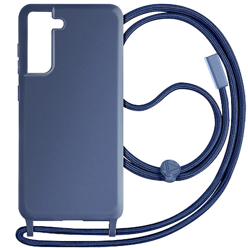 Avizar Coque Cordon pour Samsung Galaxy S21 FE Semi-Rigide Lanière 80cm Bleu Nuit