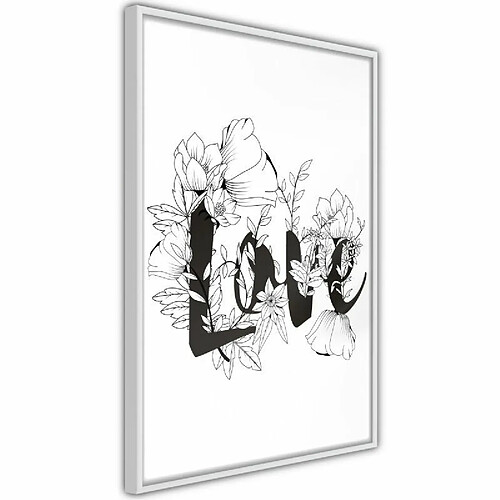 Paris Prix Affiche Murale Encadrée Blossoming Love 30 x 45 cm Blanc