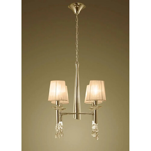 Luminaire Center Suspension Tiffany 4+4 Ampoules E14+G9, doré avec Abat jour bronzes & cristal transaparent