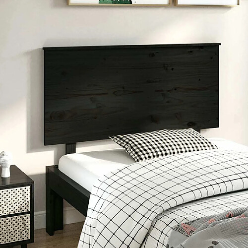 Maison Chic Tête de lit scandinave,Meuble de chambre Noir 124x6x82,5 cm Bois massif de pin -MN95125