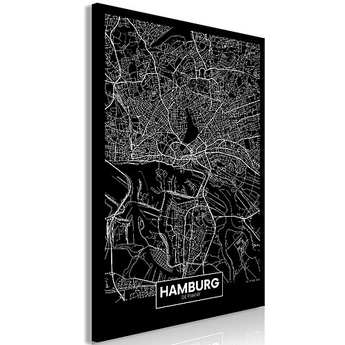 Artgeist Tableau - Dark Map of Hamburg (1 Part) Vertical [20x30]