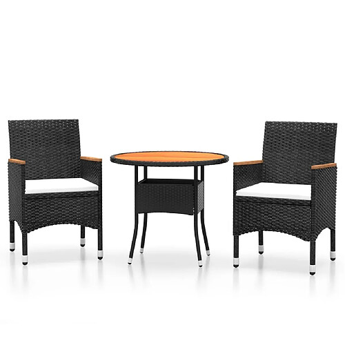 Maison Chic Mobilier à dîner 3 pcs de jardin - Ensemble table et chaises d'extérieur - Salon/Mobilier de jardin classique Résine tressée Noir -MN47094