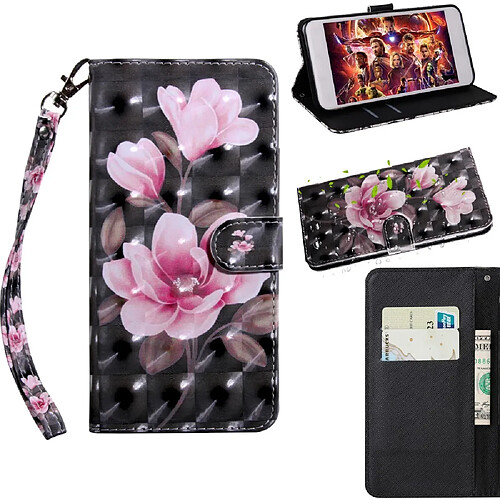 Etui en PU décor à pois fleurs roses pour votre Xiaomi Redmi Note 9