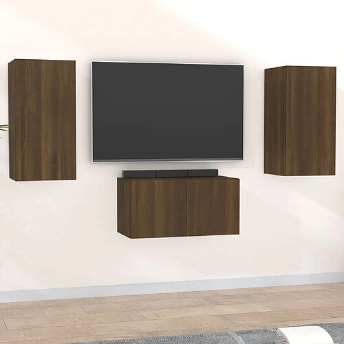 vidaXL Ensemble de meubles TV 3 pcs Chêne marron Bois d'ingénierie