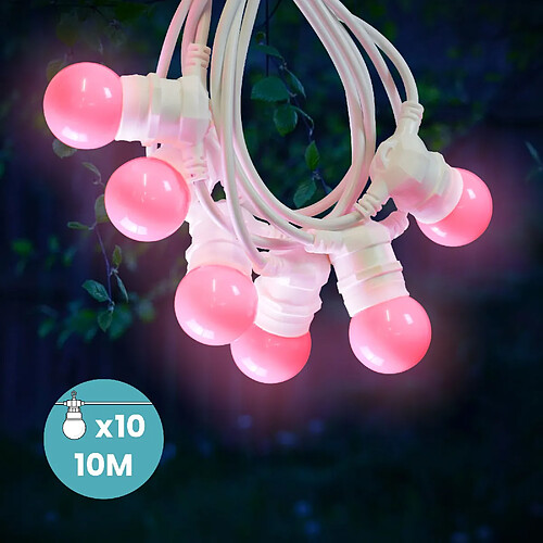 SkyLantern Guirlande Lumineuse Extérieur Rose 10 m Cable Blanc